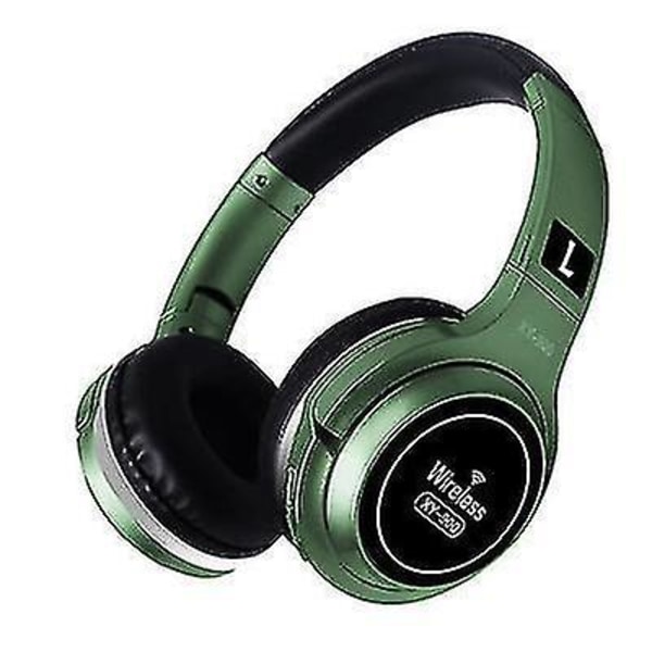 Trådlösa Bluetooth hörlurar med brusreducerande over-ear stereohörlurar (grön)
