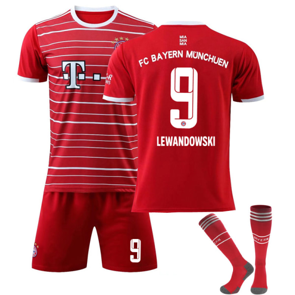 LEWANDOWSKI #9 tröja 22-23 Fotbollströjor Set för barn Bayern Munich Home M