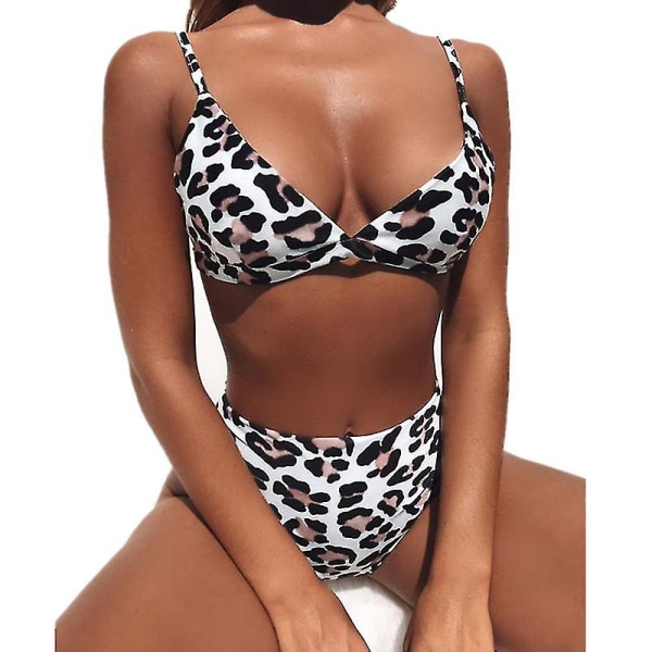 Grafiskt print för damer Bikini Set Camisole Baddräkt med hög midja Snake skin S