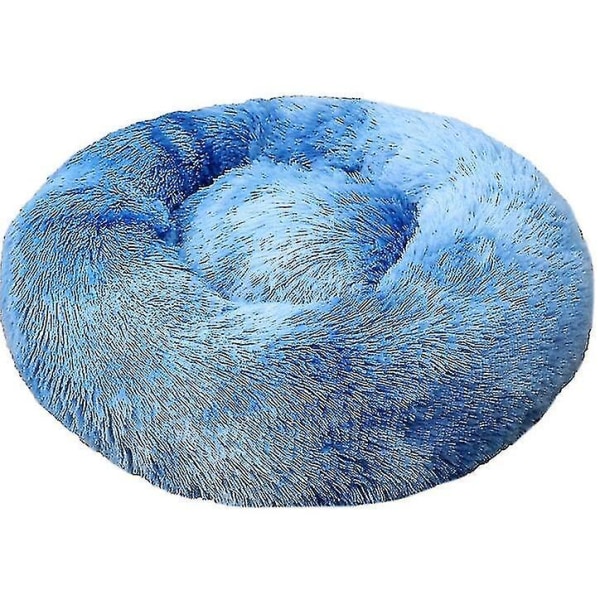 Supermjuk rund plysch Marshmallowsäng för husdjur Dark Blue