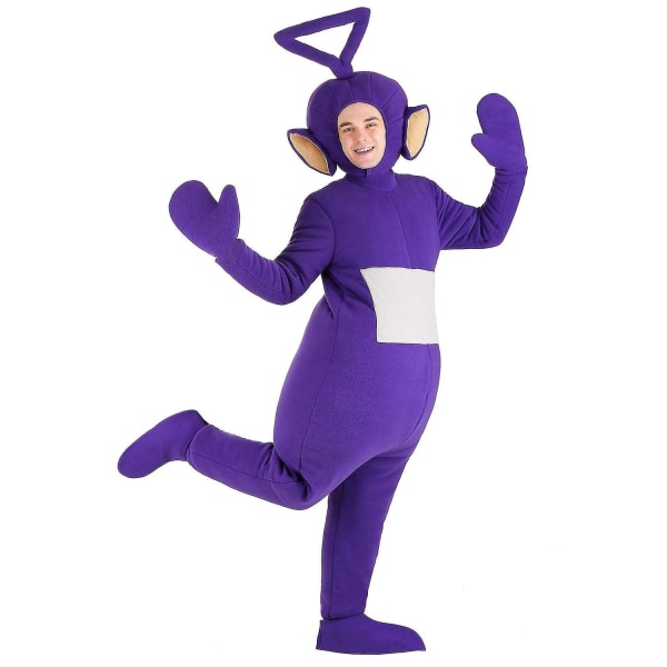 Vuxen Tinky Winky Teletubbies kostym för Halloween Cosplay Carnivail Party Outfits för män kvinnor