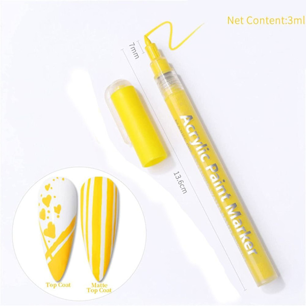 Nagellackspenna Nail Art Ritpenna GUL Yellow