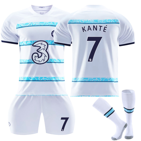 Chelsea F.C bortatröja 2022/2023 Kante No.7 Fotbollströja 3-delade kit för barn Vuxna 26(140-150CM)