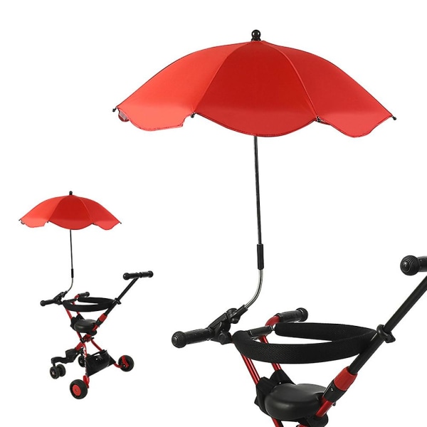 Baby Buggy Paraply Solskydd Parasoll 360 grader justerbart för utomhusbruk Red