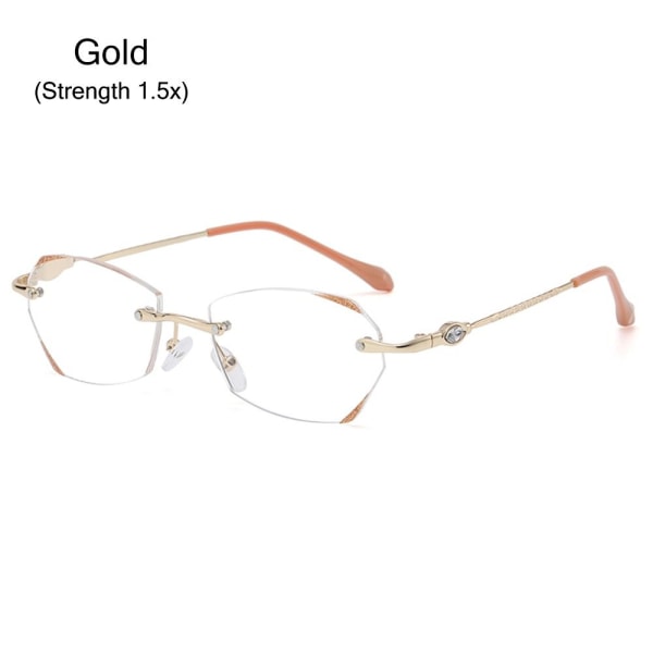 Båglösa läsglasögon Glasögon GULD STYRKA 1,5X Gold Strength 1.5x