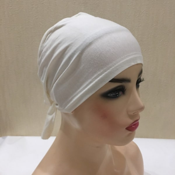 Kvinnor Under Scarf Hijab Bonnet Cap VIT White