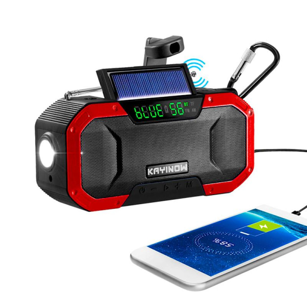 Vevradio Nödradio handvev Bluetooth-högtalare 5000mAh Röd