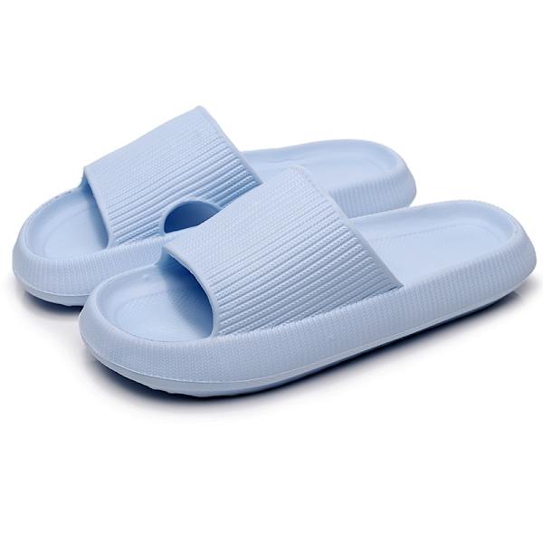 Kvinnor Tjock Platform Cloud Tofflor light blue 48-49(300mm)
