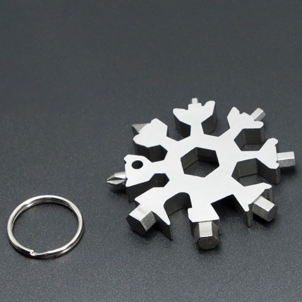 18 i 1 Snowflake Tool Card Skiftnyckel SILVER