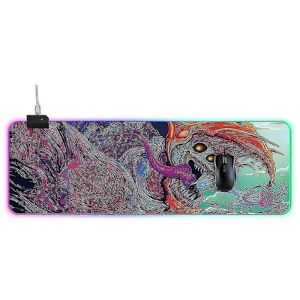 Datormonstermönster belyst musmatta, storlek: 90 x 30 x 0,4 cm