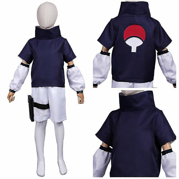 Sasuke Uchiha Cosplay Kostym Barnkläder Halloween Festklänning _a L(130-150)