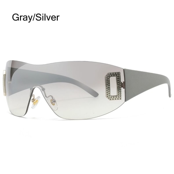 Y2K Solglasögon för kvinnor Wrap Around GRÅ/SILVER GRÅ/SILVER Gray/Silver
