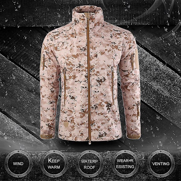 Military Tactical Men Jacka Shark Skin Soft Shell Vattentät vindtät kappa