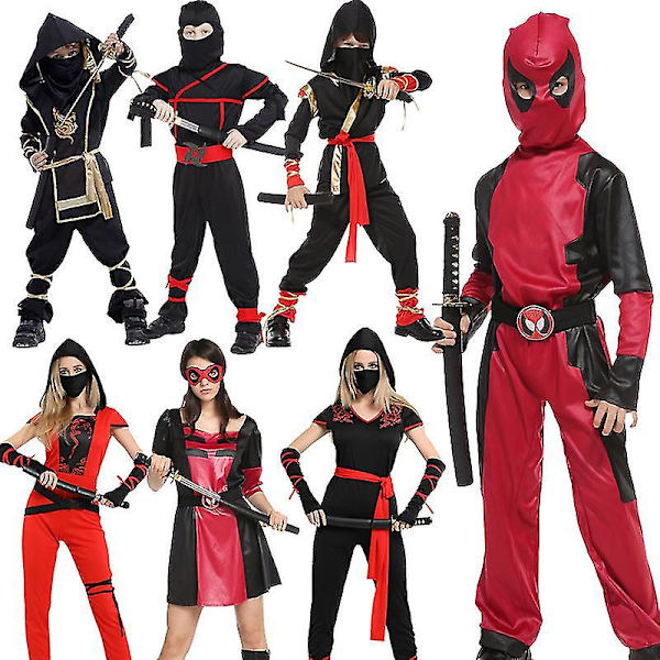 Invisible Ninja Assassin Japanese Warrior Black And Red Book Week Halloween kostym Style 5 M