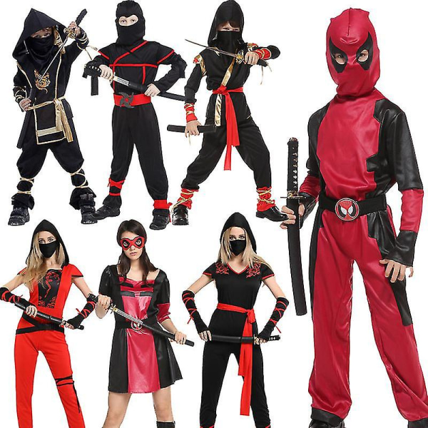 Invisible Ninja Assassin Japanese Warrior Black And Red Book Week Halloween kostym Style 7 L