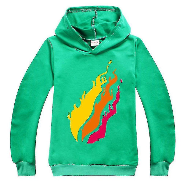 Barn Pojkar Flickor Hood Sweatshirt Pullover Hoodie Casual Toppar Green 130cm