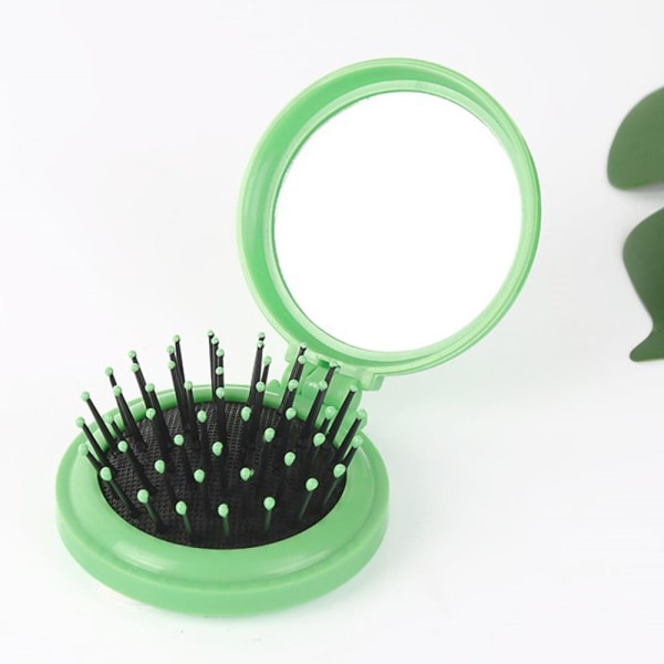 Fällbar hårborste kosmetisk spegel ingår hårbottenmassager GRÖN green