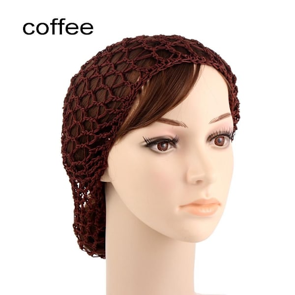 Virkade Hårnät Snood Pannband KAFFE