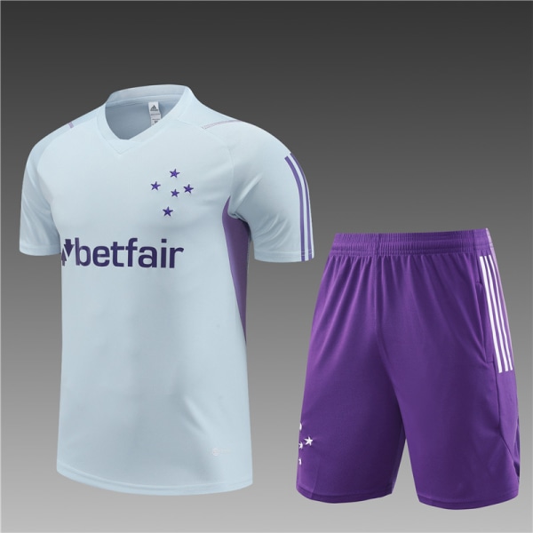 23-24 New Season Cruzeiro Vuxen/Barn Kortärmad Jersey Set light grey 24