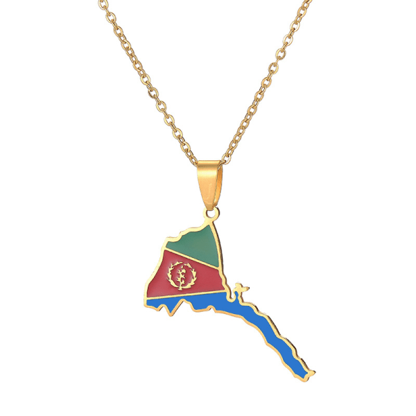 Rostfritt stål guld halsband smycken, afrikanska Eritrea hänge