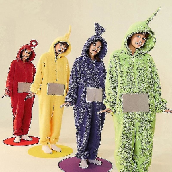 Söt Pyjamas Jul Cosplay Kostym Unisex Vuxen Hemkläder Lala Tinky Winky Kostymer Onesies Pyjamas Jumpsuit Festkläder Green XL Yellow XL Yellow XL