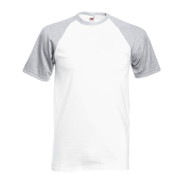 Fruit Of The Loom Herr Kortärmad baseball T-shirt Vit/ White/Heather Grey 3XL