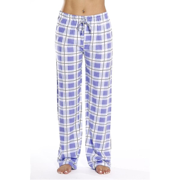 Pyjamasbyxor för kvinnor med fickor, mjuka flanellrutiga pyjamasbyxor för kvinnor CNMR purple XL