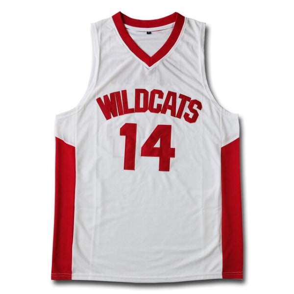 14 Zac Efron Troy Bolton East Wildcats Vintage baskettröja white 3XL