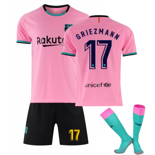 Barcelona Pink Away fotbollströja set nr 17 med strumpor 26