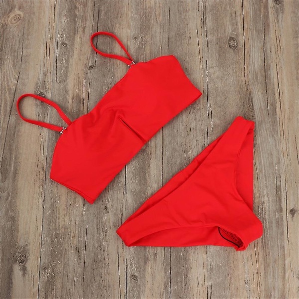 Badkläder Bikini Sexig Slitstark Elastic Fit Beach Vacation Bad red M