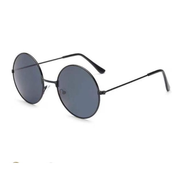 Vintage runda John Lennon polariserade solglasögon för män kvinnor Circle Hippie solglasögon Gray black frame