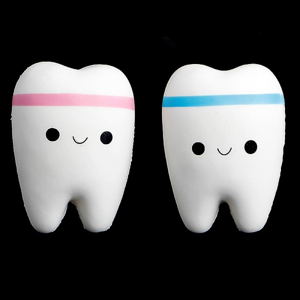 Söt tand Jumbo Squishy Långsamt stigande Squeeze Pressure Squishy Toy Phone Charm