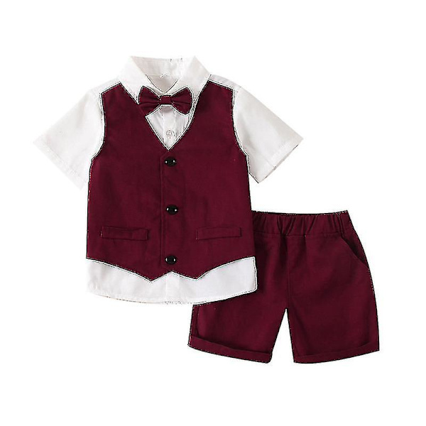 Pojkar Smoking Toddler Formella Kostymer Barns Slim Suit red 110cm