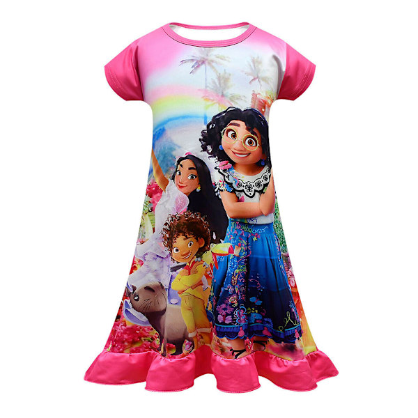 Encanto Girls Barn Söt lös kortärmad nattlinne Sovkläder rose red 140cm
