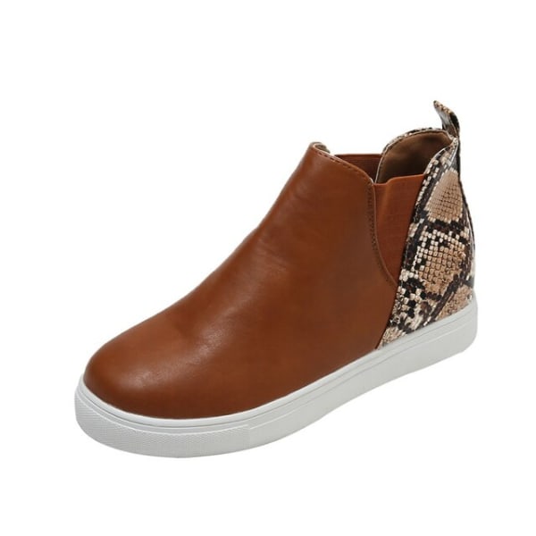 2023 nya, moderiktiga ankelboots, högtoppade platta sneakers för alla matcher Khaki 36