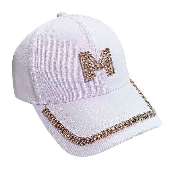 Rhinestones Baseball Kepsar Peaked Cap WHITE M WHITE M White M