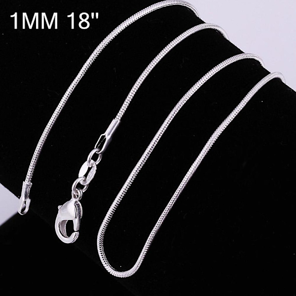 Farfi 16 Inch - 24 Inch Dammode Silverpläterad Snake Chain Halsband Smycken 1mm 18