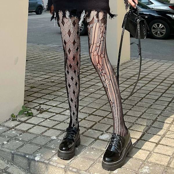 Nya Sexiga Transparent Strumpbyxor Hög Stretch Röda Nätstrumpor style 10