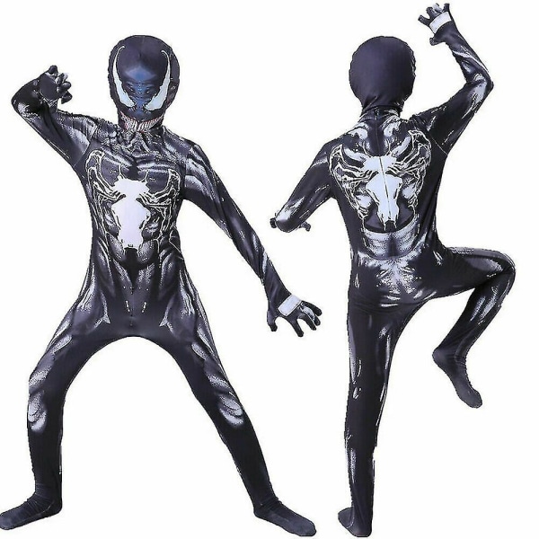 Pojkar Venom Cosplay Jumpsuit Outfit Halloween Party Kostym Present. W 140-150cm 100-110cm