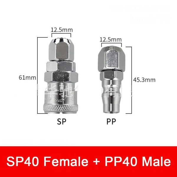 Snabbkoppling Snabbheter Pneumatisk koppling SP40 PP40 SP40 PP40 SP40 PP40