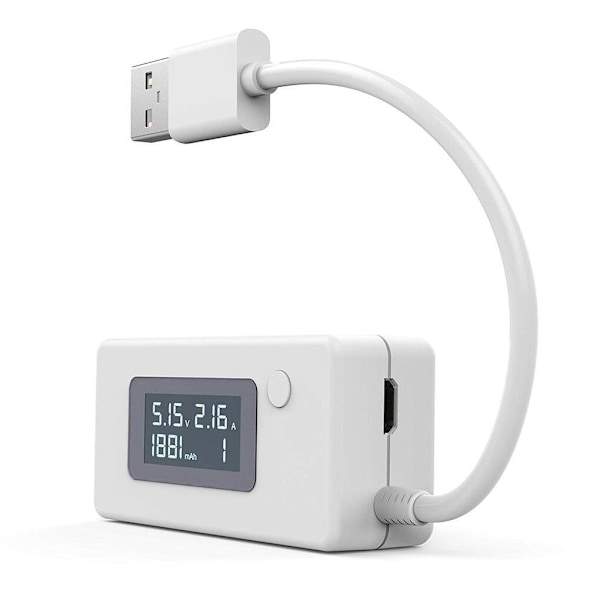 LCD USB Spänning/Ampere Power Testare Multimeter Testhastighet white