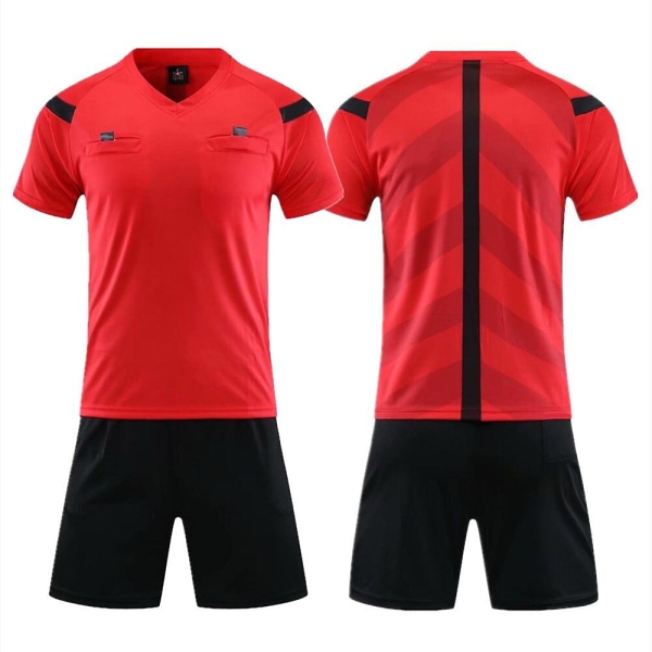 Professionell domare fotbollströja set vuxen V-ringad fotboll domaruniform kortärmad match domare tröja Shorts med tre fickor 3XL