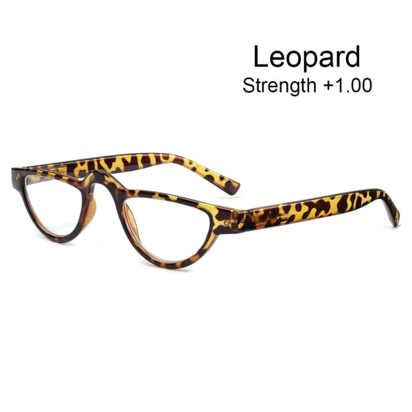 +0~+3.5 Cat Eye Läsglasögon HD Gradient Presbyopic leopard Strength +1.00-Strength +1.00