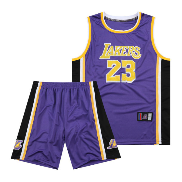 #23 Lebron James Baskettröja Set Lakers Uniform för barn Purple 2XL