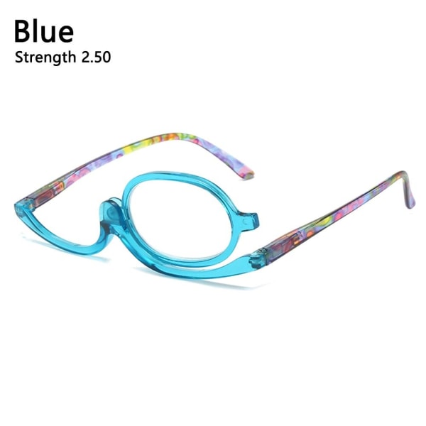 Roterande smink Läsglasögon Vikbara glasögon BLÅ Blue Strength 2.50-Strength 2.50