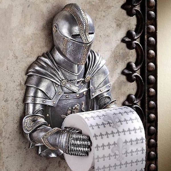 Toalettpappershållare Rulle medeltida staty Riddare att minnas Gotisk badrumsinredning Pappershanddukshållare