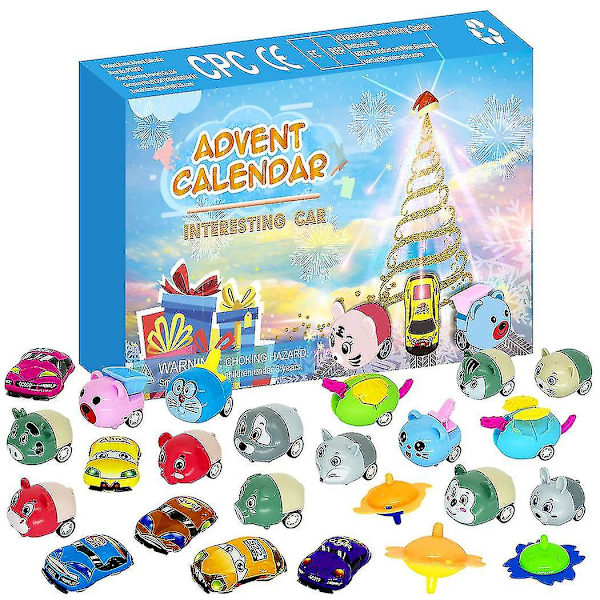 Julkalender 2024 Jul Djur Dra Tillbaka Bil Blind Box Kit -m37