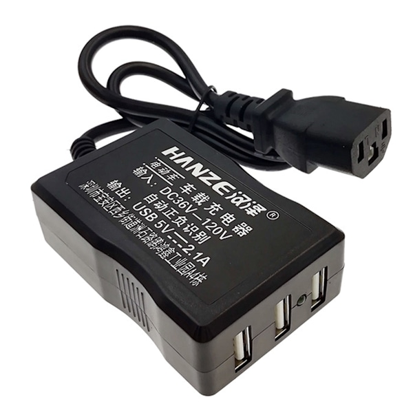 3-ports ladestasjon E-sykkel Elcykkel DC-omformer DC36V 48V 72V 120V til 5V 2.1A USB-lader for telefon Tablet GPS