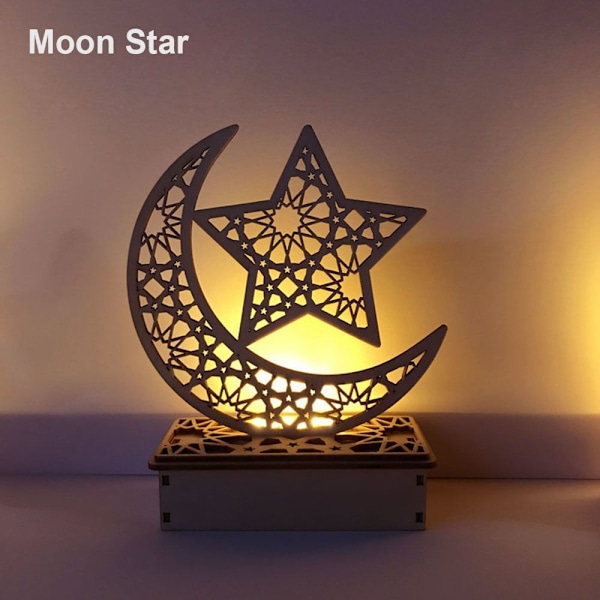 LED Treplakett Måne Stjerne MOON STAR Moon Star