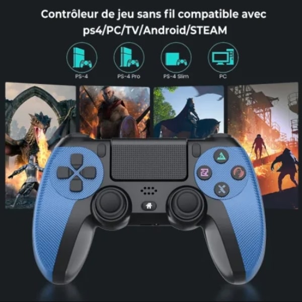 PS4 trådlös spelkontroll Bluetooth 2.1 Gamepad för PS4 PC-spelkonsol Blue
